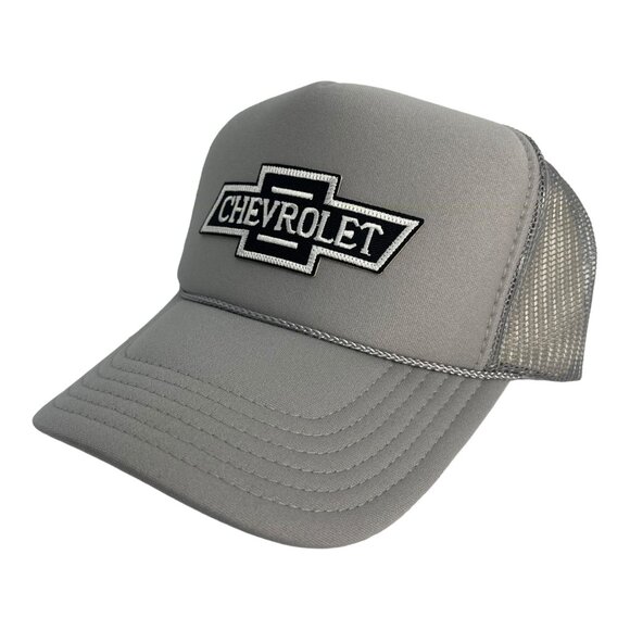 NEW VINTAGE STYLE CHEVROLET TRUCKS LOGO GRAY TRUCKER HAT ADULT TREN… - Picture 2 of 3